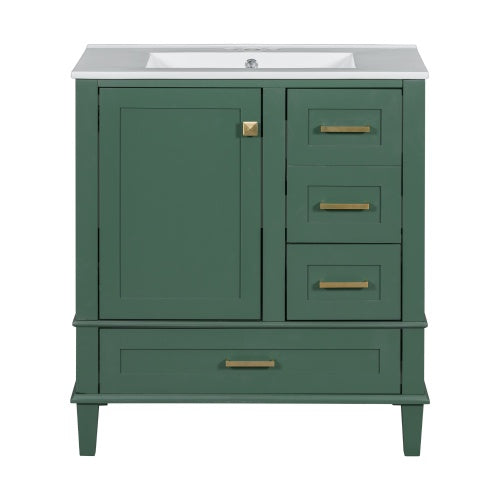 30 Bathroom Vanity , Modern Bathroom Cabinet With Sink Combo Set, Bathroom Storage Cabinet With A Soft Closing Door And 3 Drawers, Solid Wood Frame