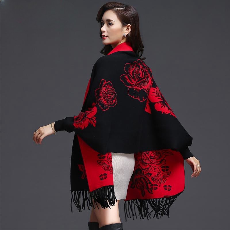Mid-length Tassels Loose-Fitting Knitted Cardigan Thickened Sweater Cashmere Outerwear
