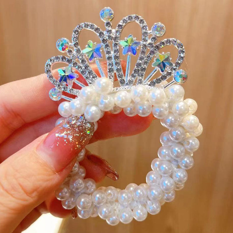 Children's Crown Tiara Princess New Pearl Flower Hair Ring