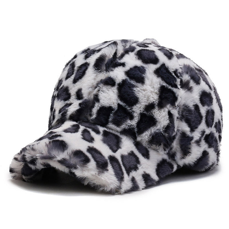 Fashion Leopard Fleece Baseball All-Matching Peaked Cap