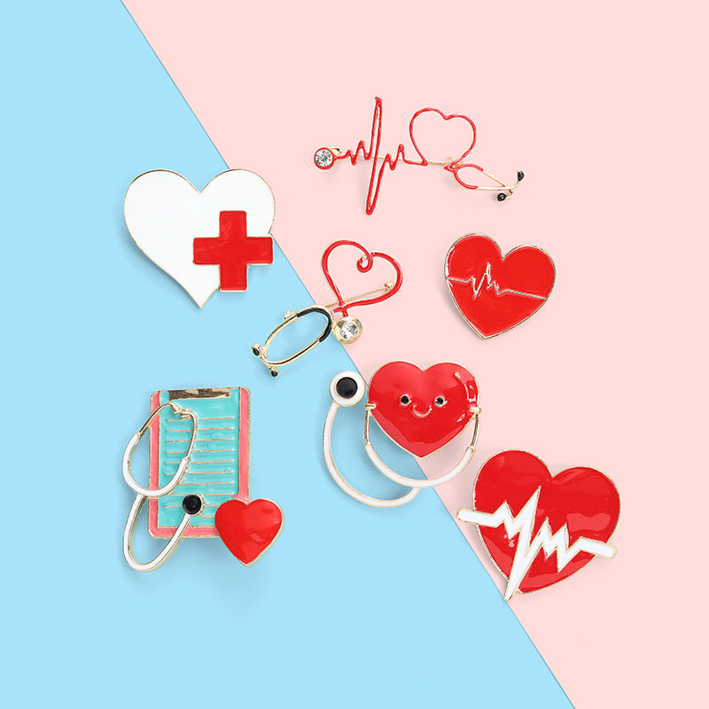 New Cartoon Creative Cartoon Heartbeat Shape Accessories Brooch