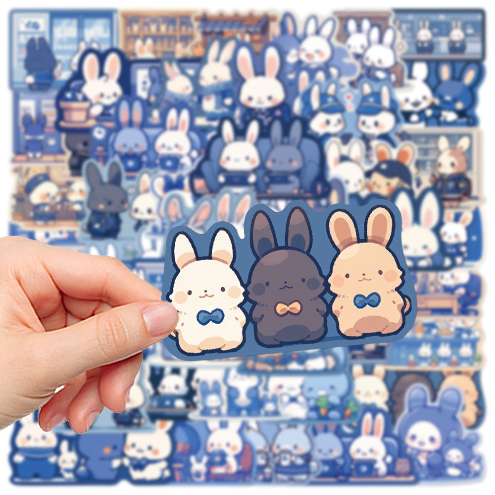 50 Blue Color Rabbit Stickers