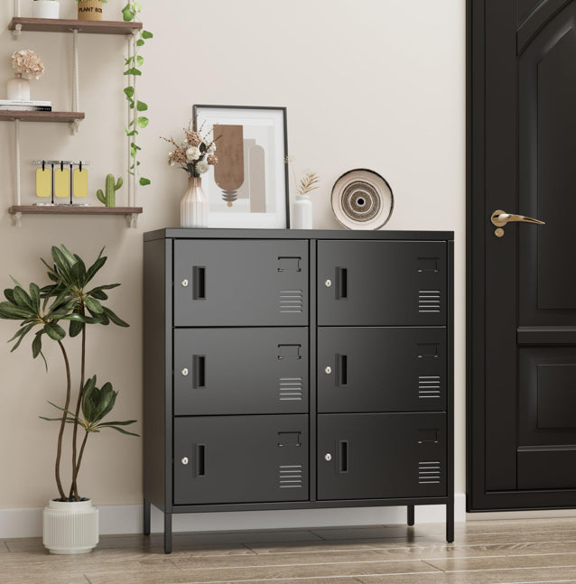 6Doors Metal Storage Locker With Card Slot Metal Locker For Employees With Keys And Ventilation Hole