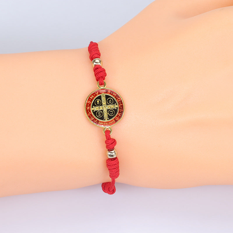 Women's Fashion Red Rope Braid St Benedict Bracelet
