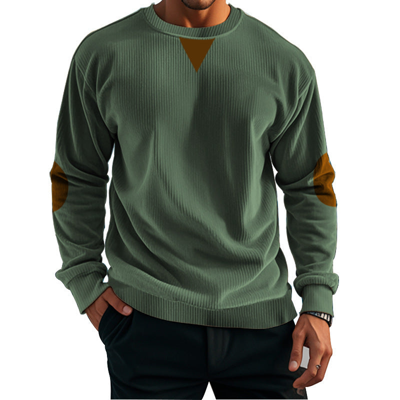 Stand Collar Corduroy Long-Sleeved Sweater For Men