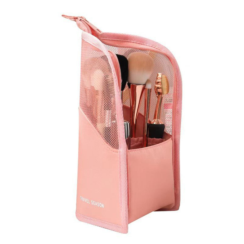 Makeup Brush Case Makeup Brush Holder Travel Waterproof Cosmetic Bag Stand-Up Foldable Makeup Cup With Zipper