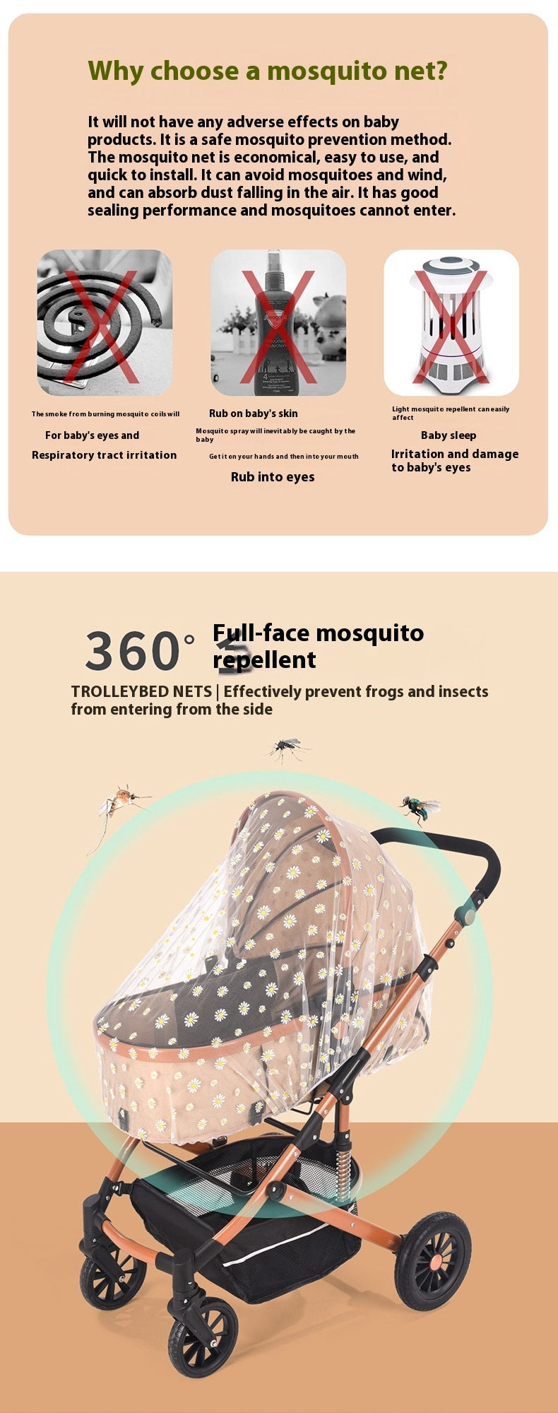 Infantile Mosquito Net Complete-Type Printing Stroller Mosquito Nets