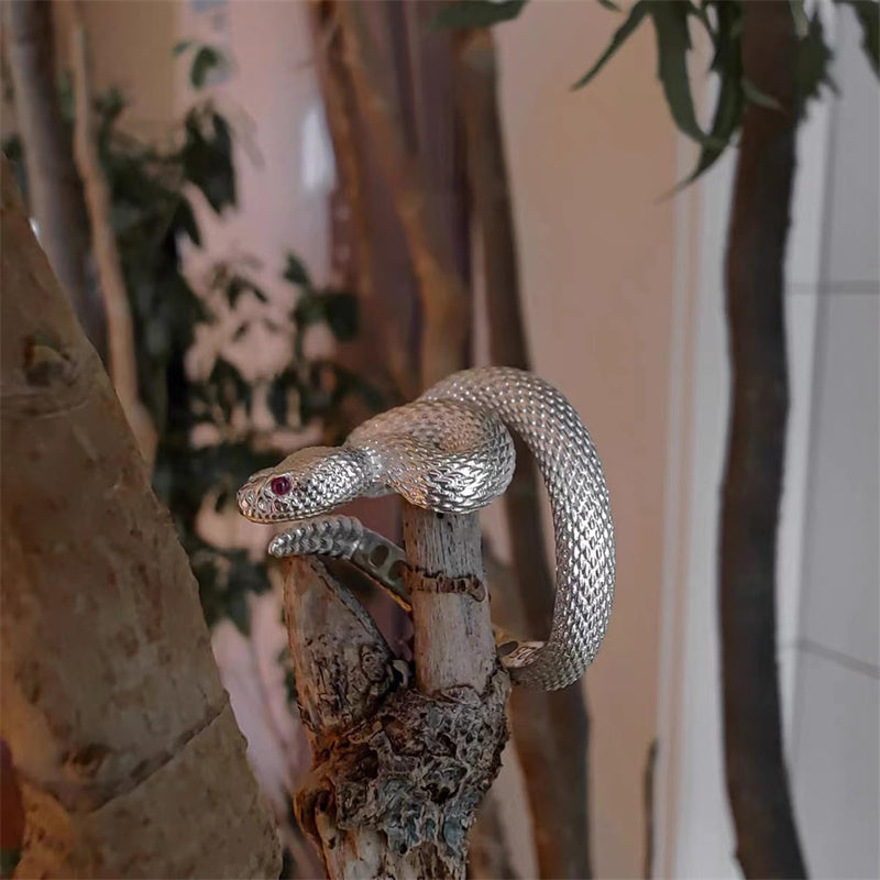 Fashion Jewelry Adjustable Snake Ring For Men Women Fashion Exquisite Punk Black White Rattlesnake Couple Ring Gothic Luxury Jewelry Gift