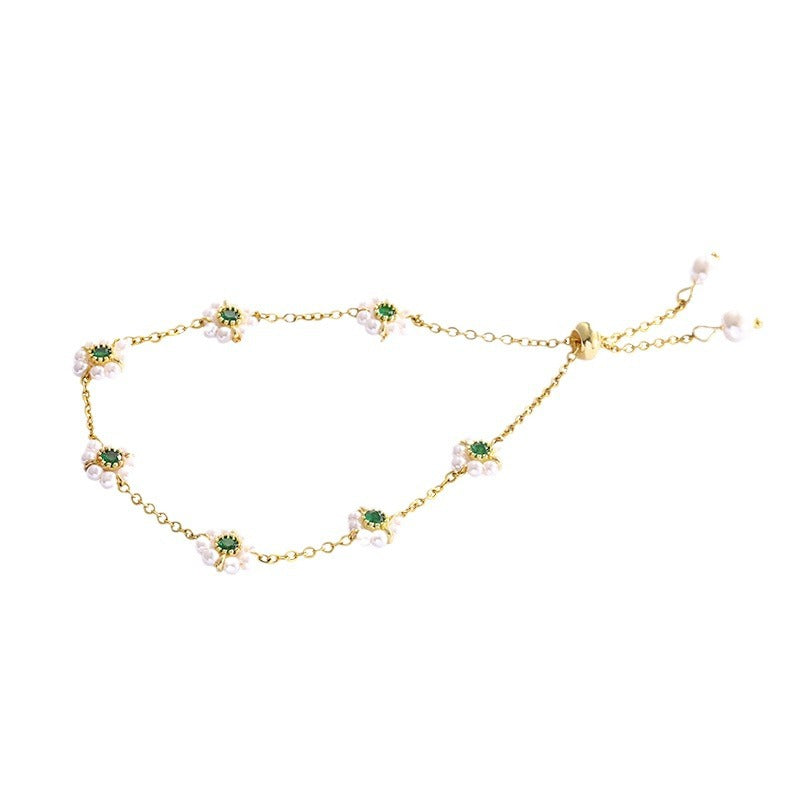 High Sense Non-Mainstream Style Pearl Bracelet All-Match Fashion Emerald