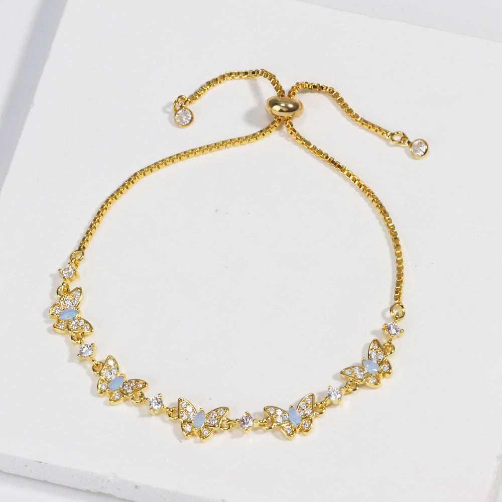 Real Gold Plating Adjustable Pull Bracelet For Women