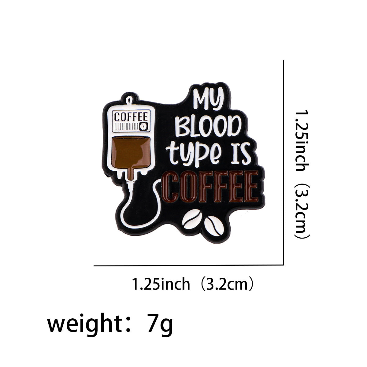 Cartoon Golden M Badge Coffee Quotation Brooch