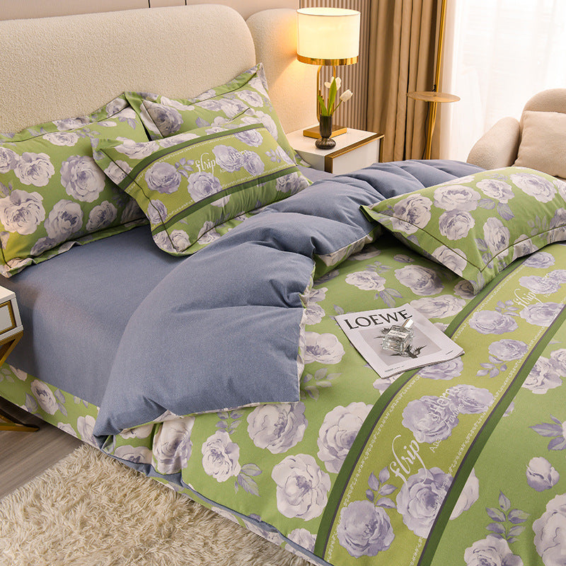 Household Pure Cotton Four-Piece Set Sanded Sheets Bedding
