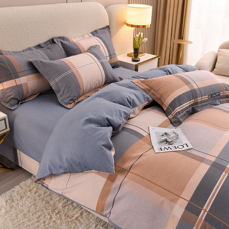 Household Pure Cotton Four-Piece Set Sanded Sheets Bedding