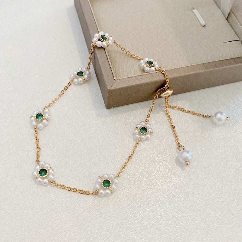 High Sense Non-Mainstream Style Pearl Bracelet All-Match Fashion Emerald
