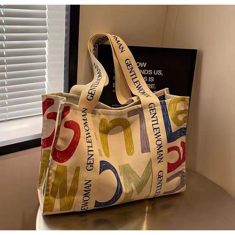 Large Capacity Canvas Women's Travel Tote Portable Shopping Bag