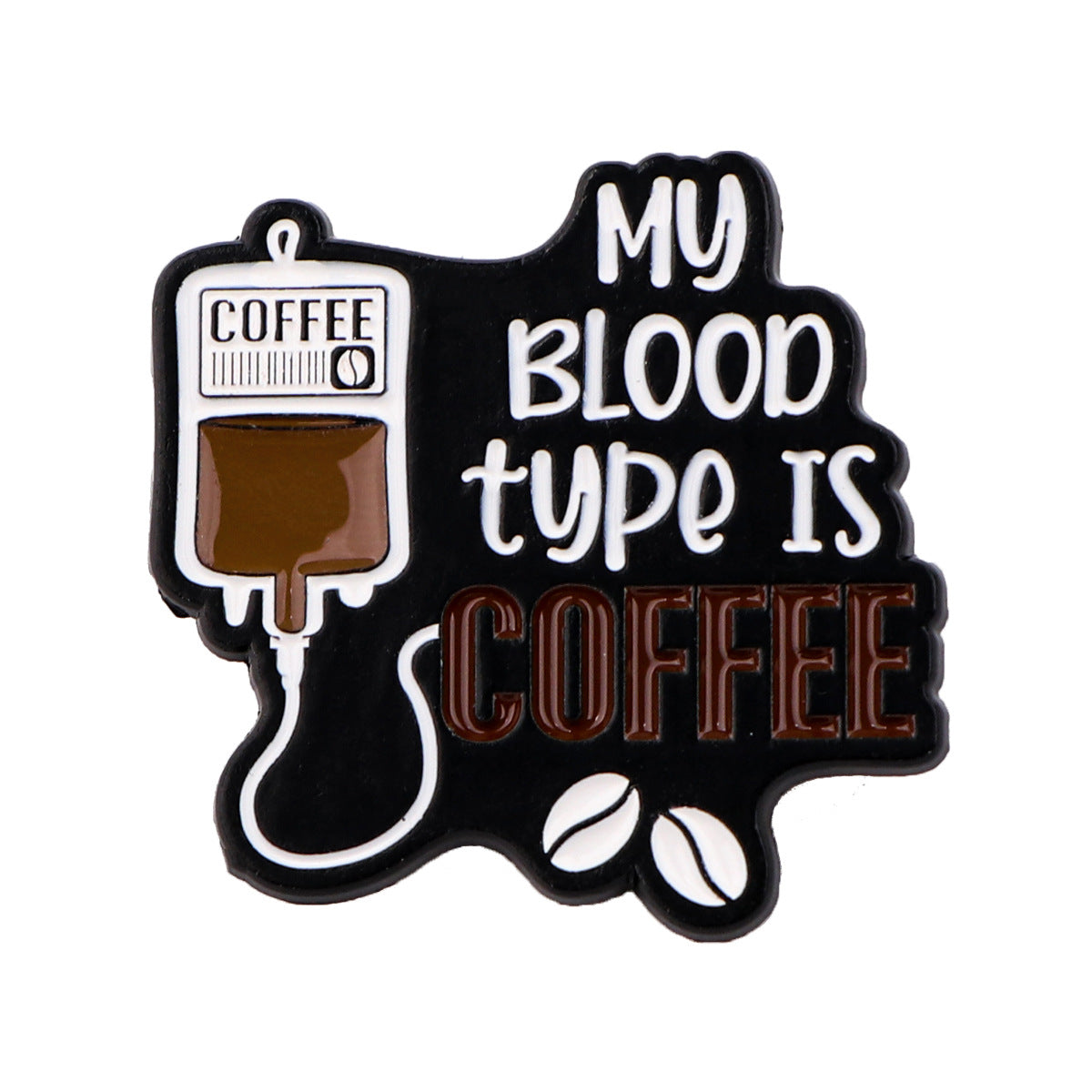 Cartoon Golden M Badge Coffee Quotation Brooch