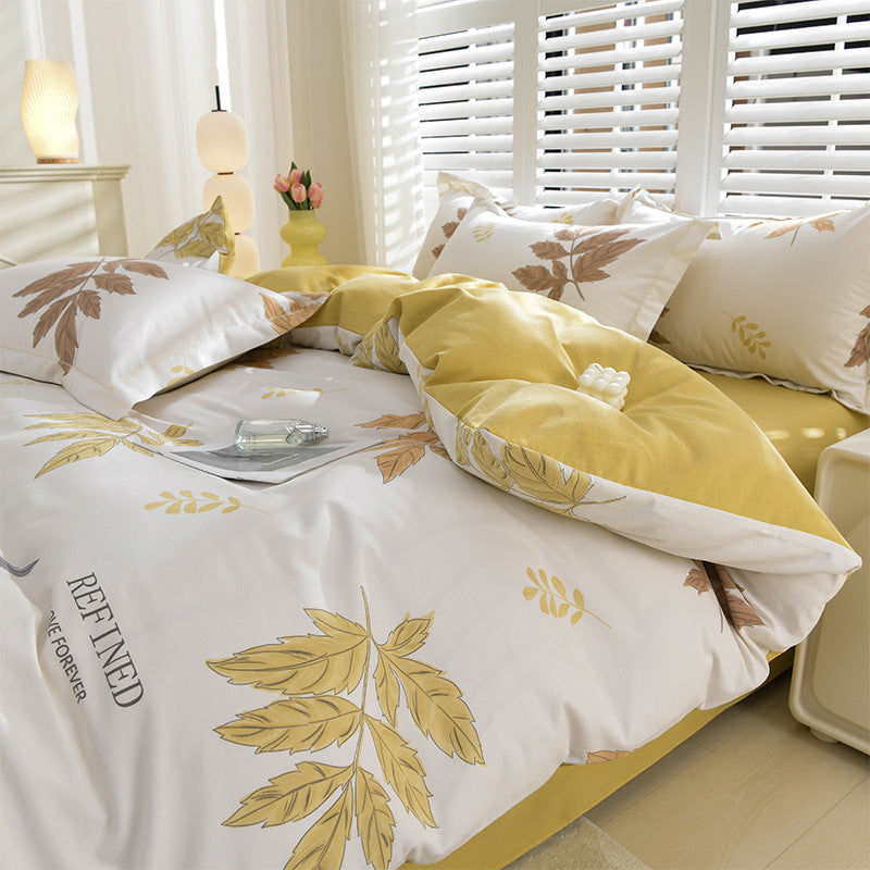 Household Pure Cotton Four-Piece Set Sanded Sheets Bedding
