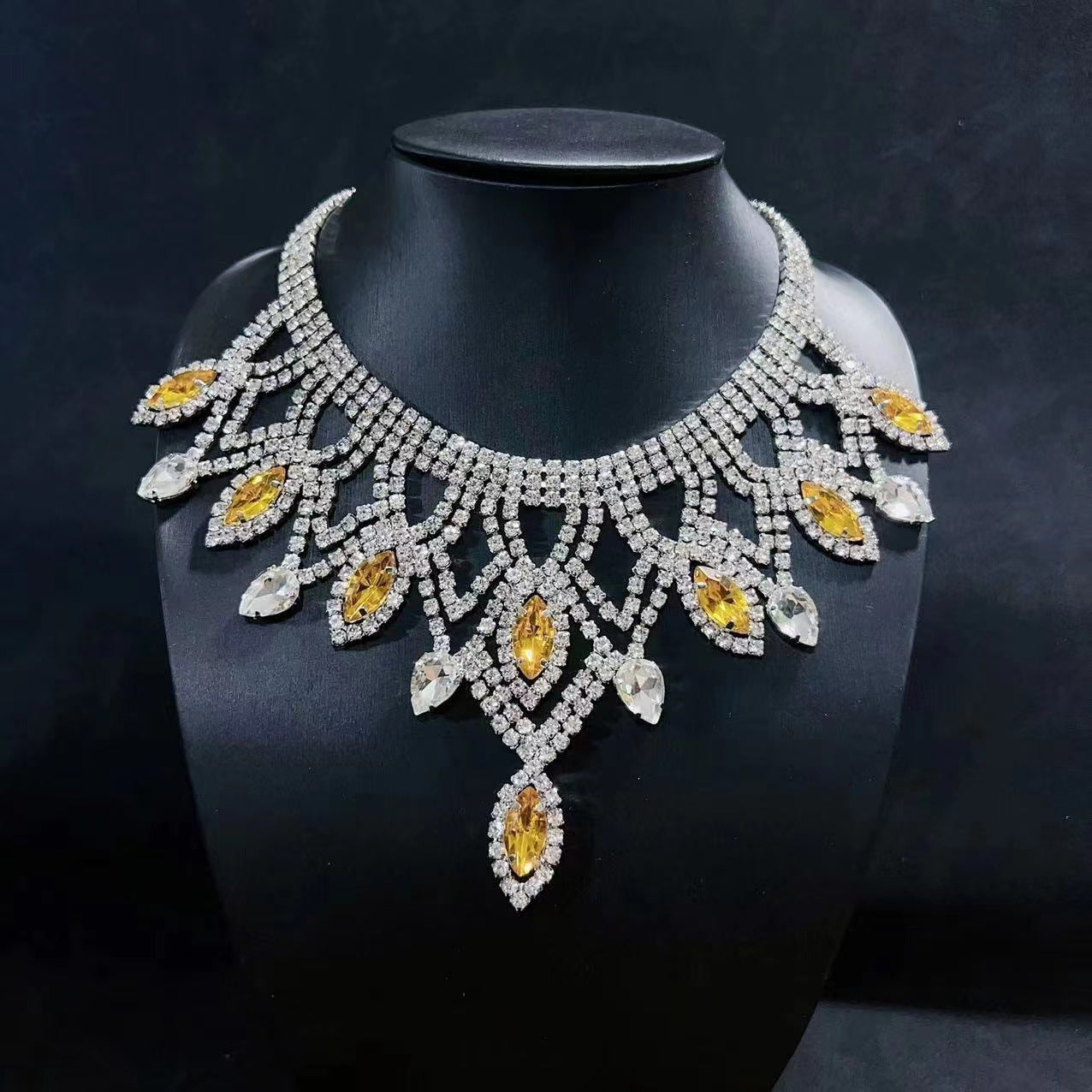 Exaggerated Rhinestone Necklace Personality Luxury Multi-Layer