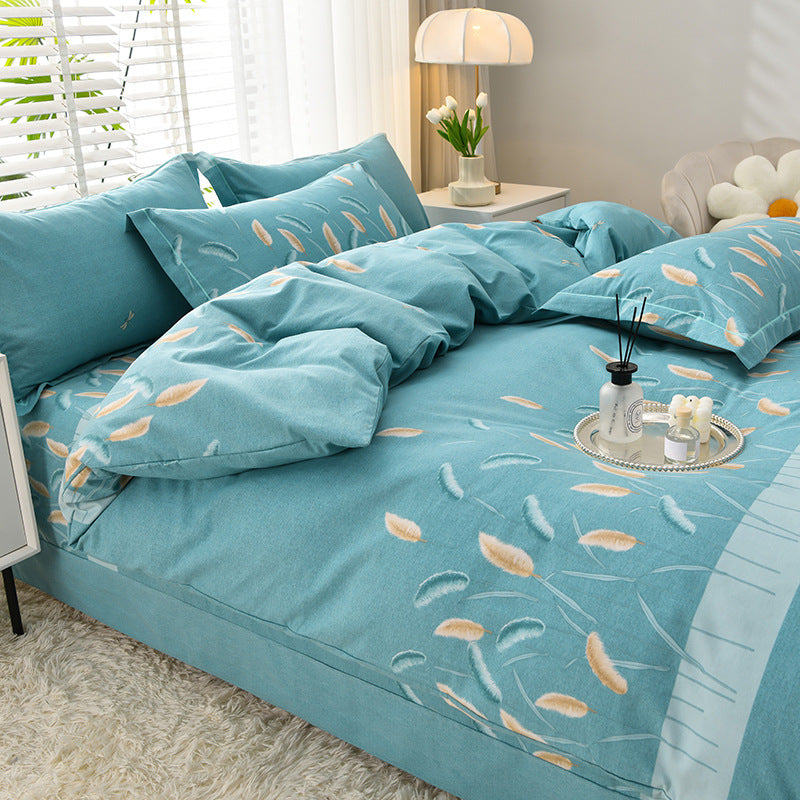 Household Pure Cotton Four-Piece Set Sanded Sheets Bedding