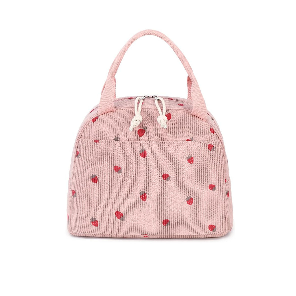 Corduroy Strawberry Large Capacity Lunch Bag
