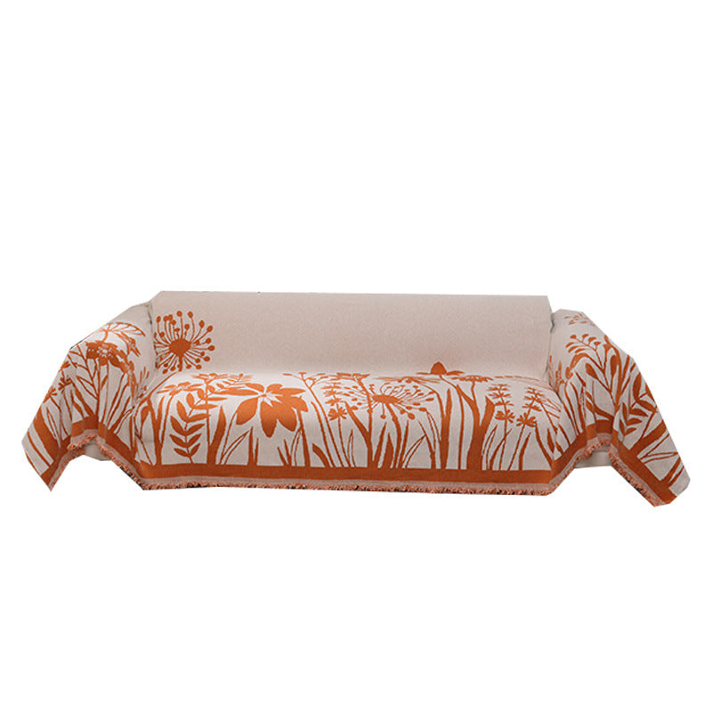 Orange Blanket Full Covered Sofa Cover