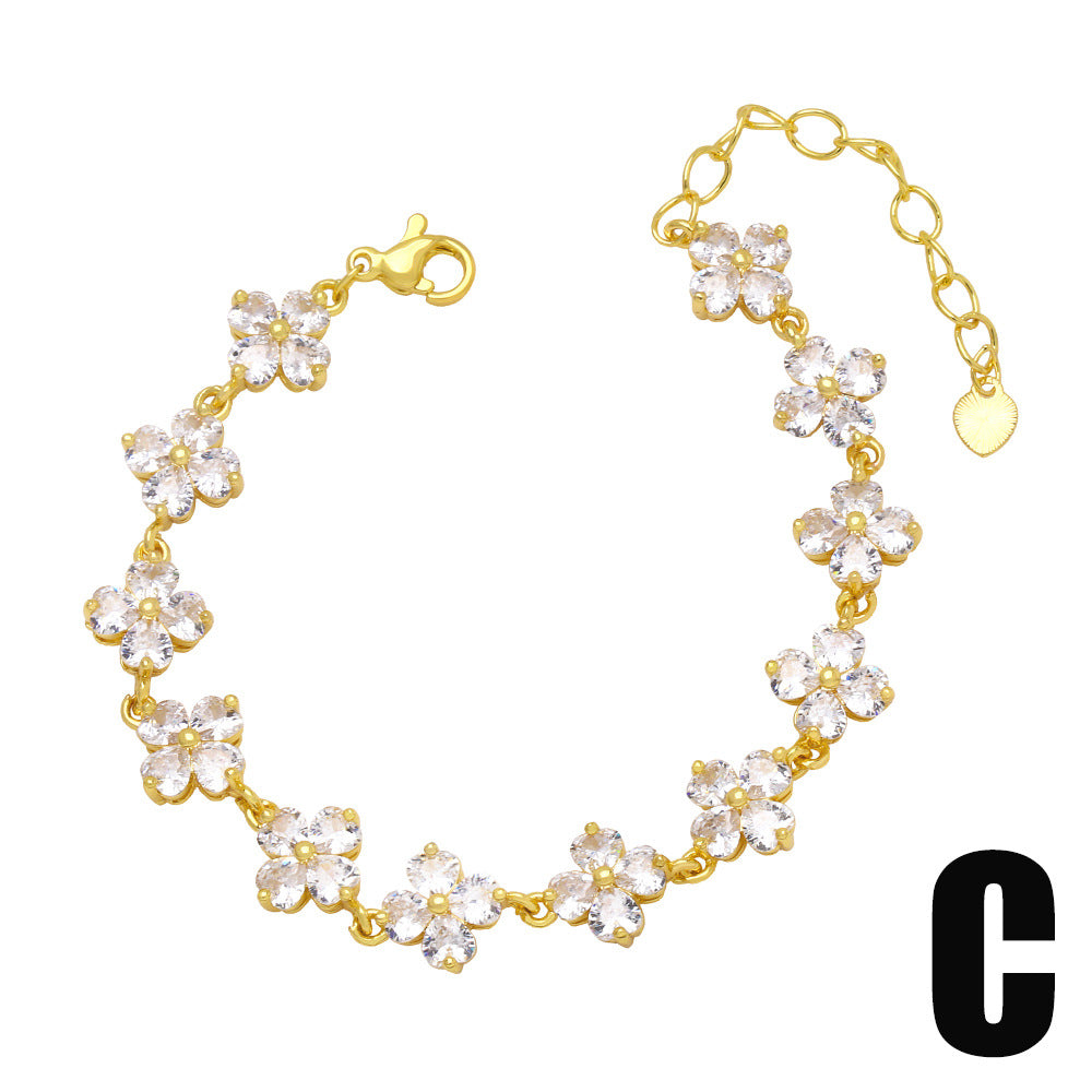 Fashion Bracelet Simple Zircon Flower Bracelet Cold Style