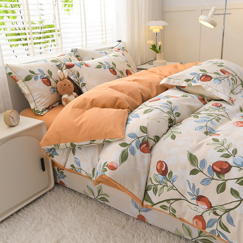 Household Pure Cotton Four-Piece Set Sanded Sheets Bedding