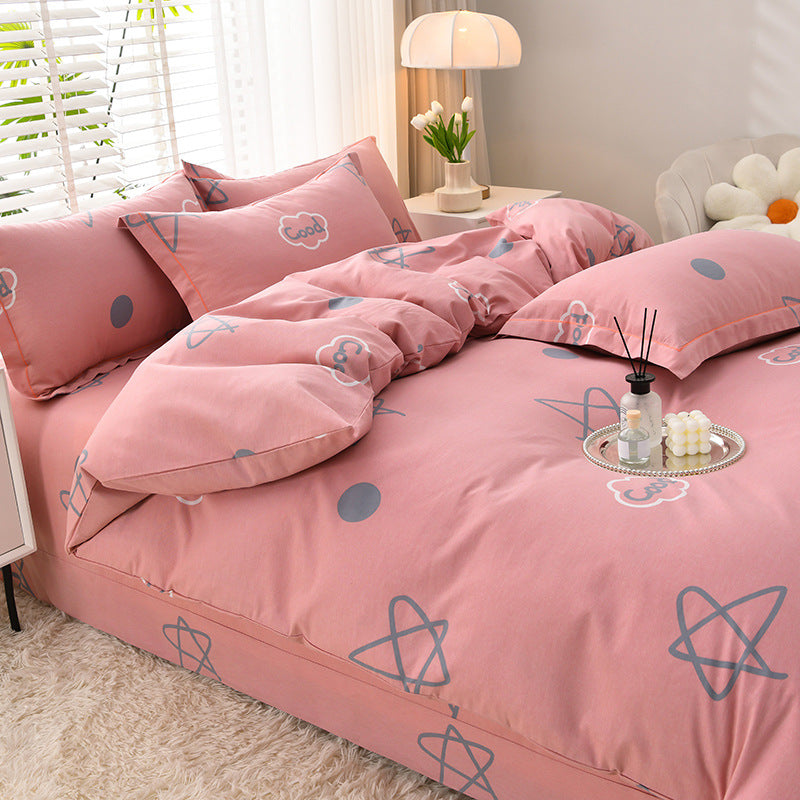 Household Pure Cotton Four-Piece Set Sanded Sheets Bedding