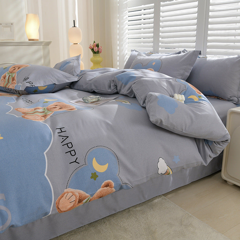 Household Pure Cotton Four-Piece Set Sanded Sheets Bedding