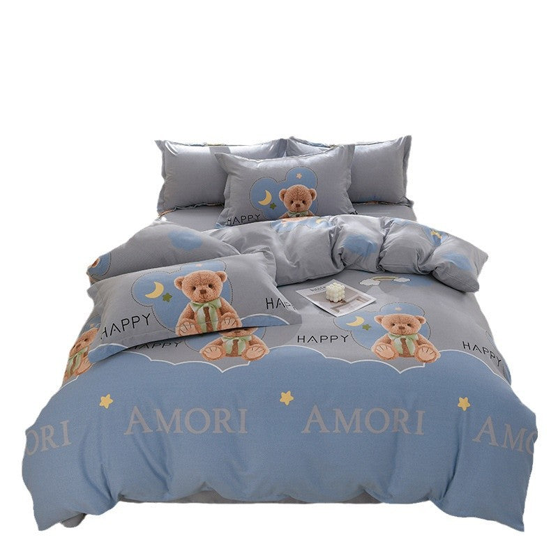 Household Pure Cotton Four-Piece Set Sanded Sheets Bedding