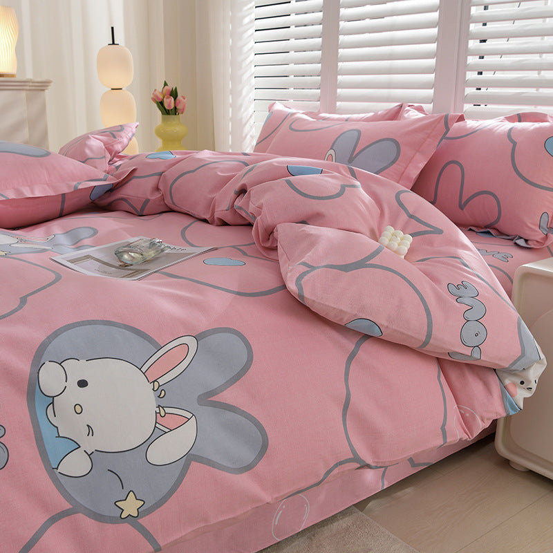 Household Pure Cotton Four-Piece Set Sanded Sheets Bedding