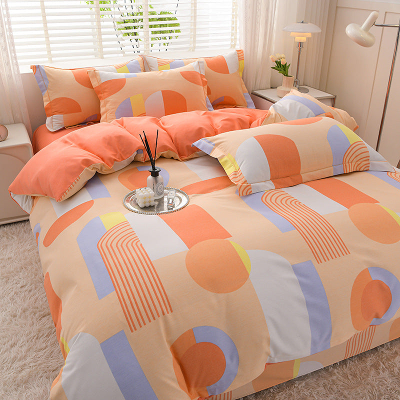 Household Pure Cotton Four-Piece Set Sanded Sheets Bedding