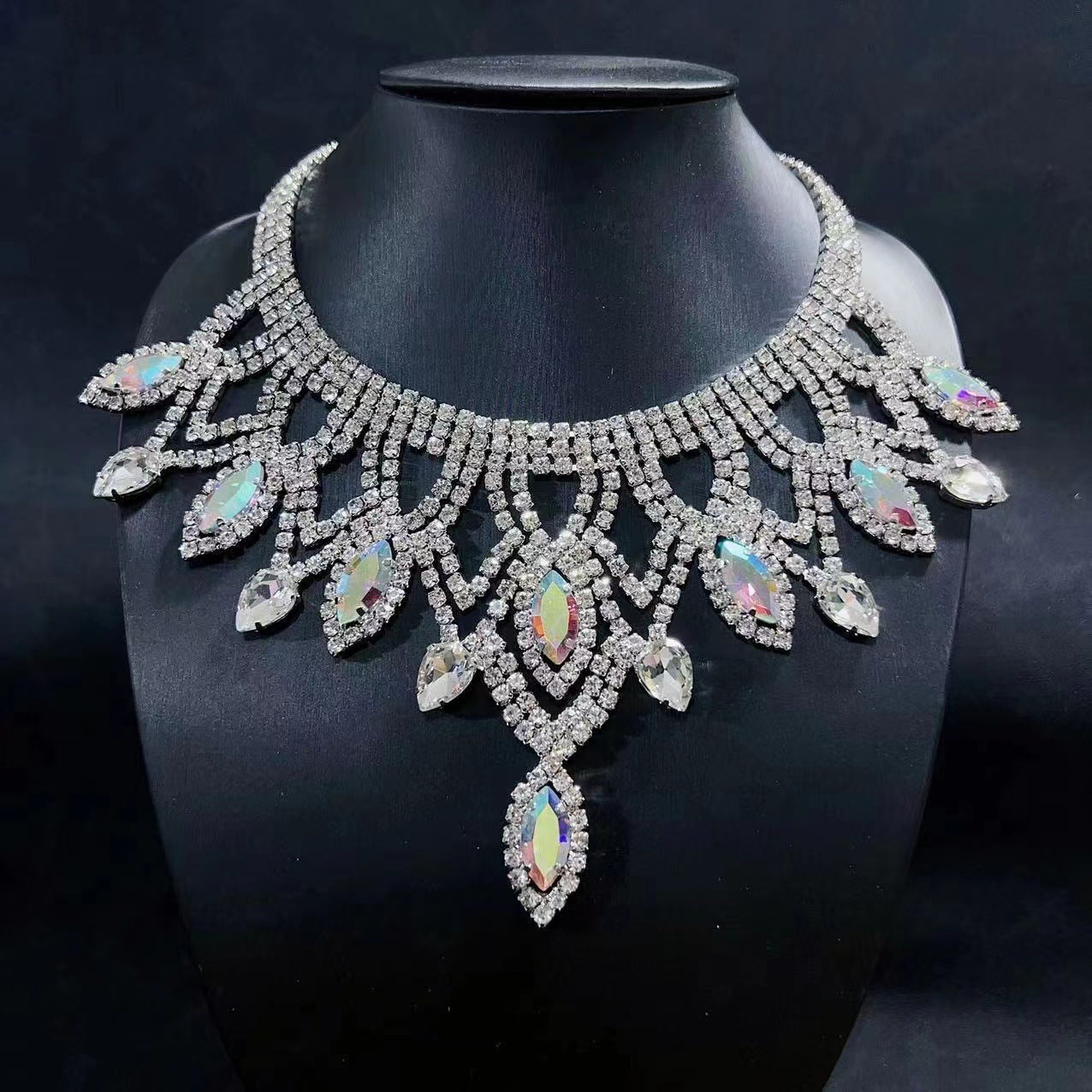 Exaggerated Rhinestone Necklace Personality Luxury Multi-Layer