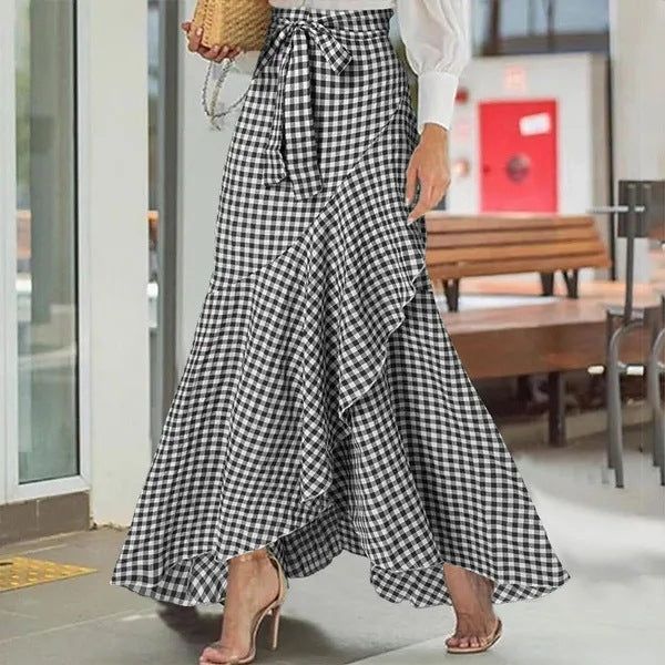 Women's Plaid Mermaid Ruffle Irregular Skirt
