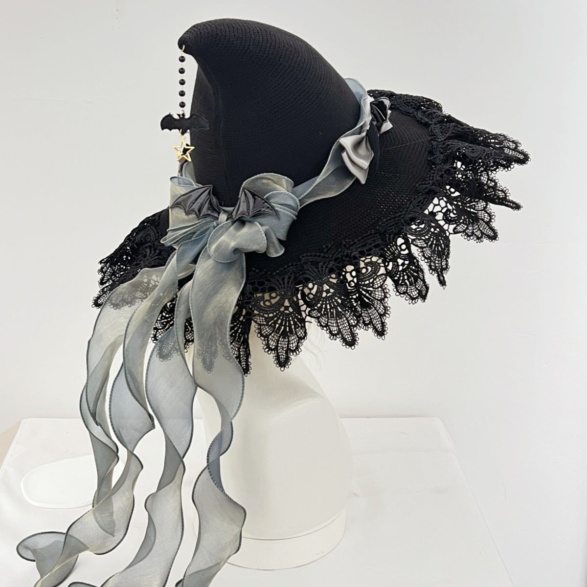 Handmade Dark Devil Gothic Lolita Lace Witch Hat