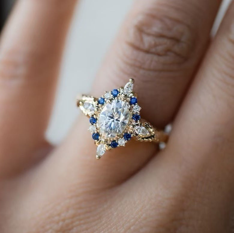 Minority Fashion Ring Gold-Plated Inlaid