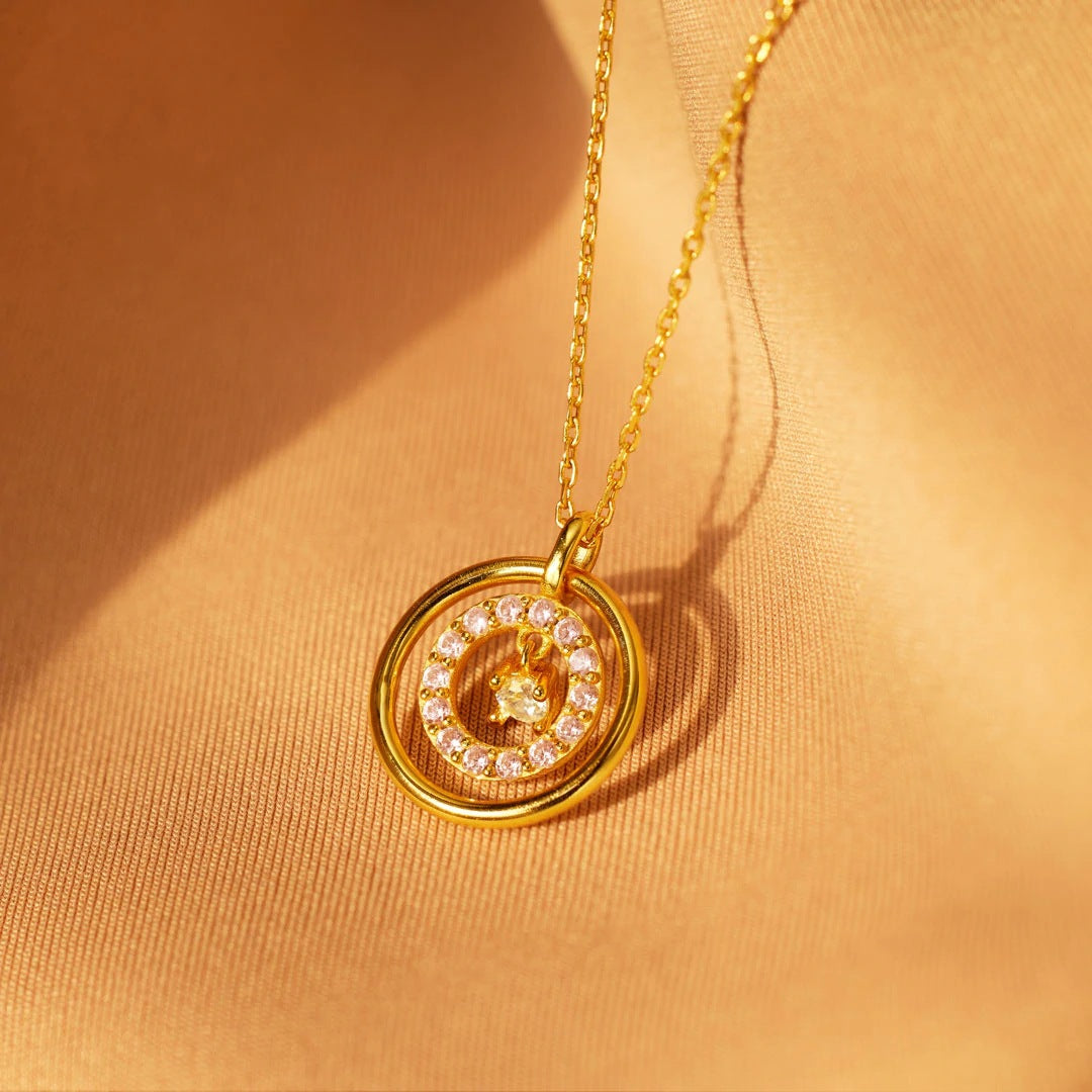 Encircled Mother Daughter Eternity Circle Luxury 925 Design Clavicle Chain