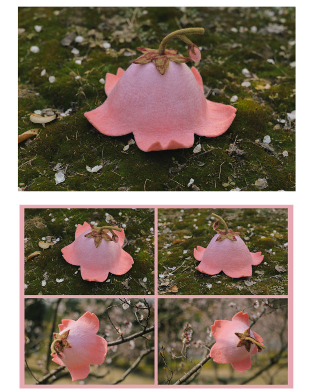 Mushroom Dream Wool Felt Handmade Cherry Blossom Adult And Children Peach Blossom Cute Baby Hat