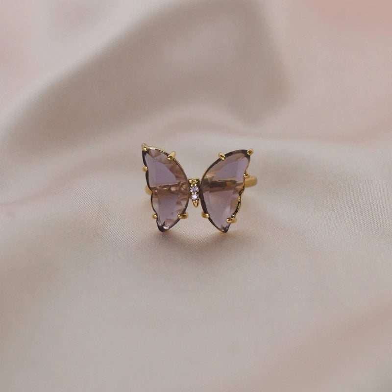 New Gold-Plated Crystal Butterfly Necklace