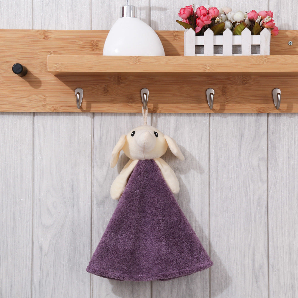 Coral Velvet Hanging Rabbit Towel