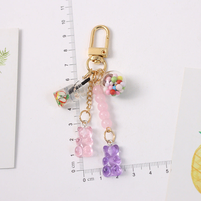 Rainbow Gummy Bears Soft Shell Headphones Protective Cover Pendant Keychain