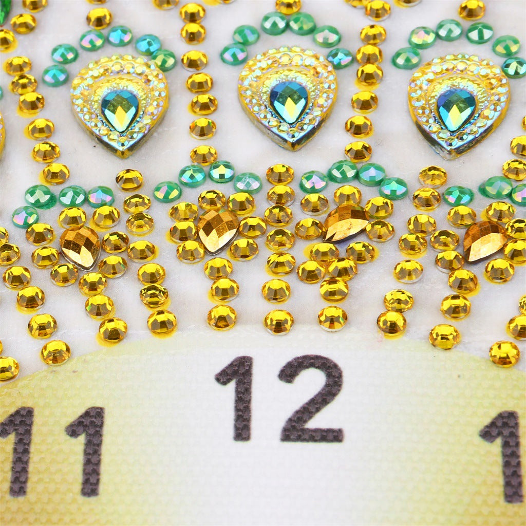 Non-Full Diamond Special-Shaped Brick Stone Embroidery Peacock Creative Clocks Diamond Painting
