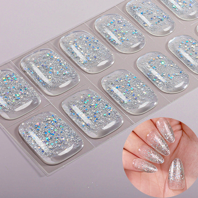 Simple Solid Color Scallion Powder No-Bake Gel Nail Stickers