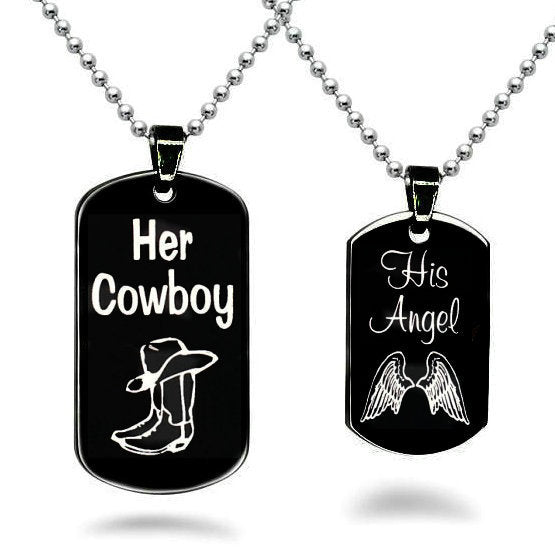 Her Cowboy His Angel Necklace