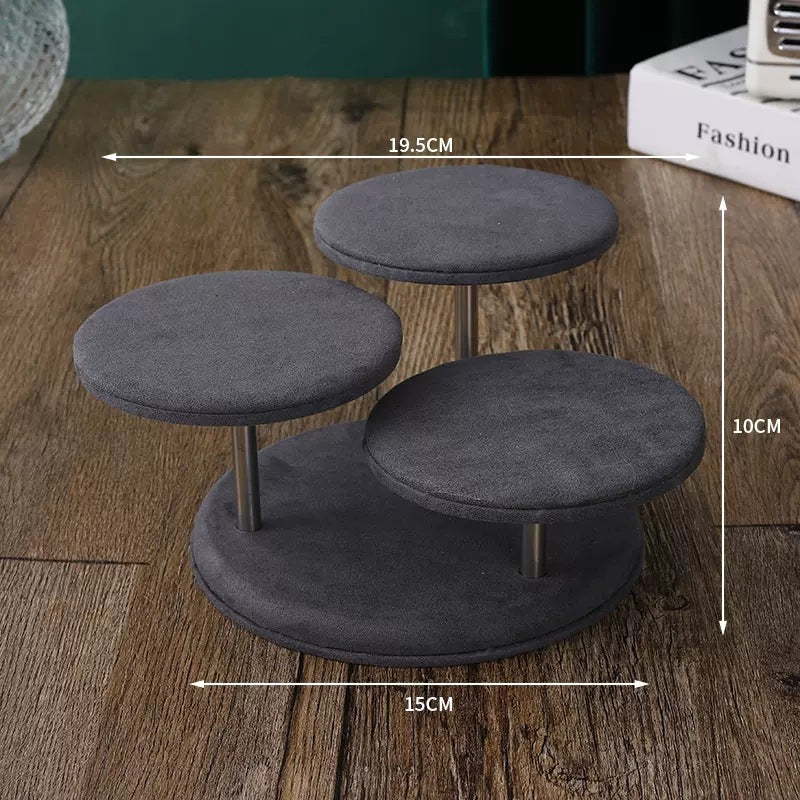 Three Disc Velvet Jewelry Cabinet