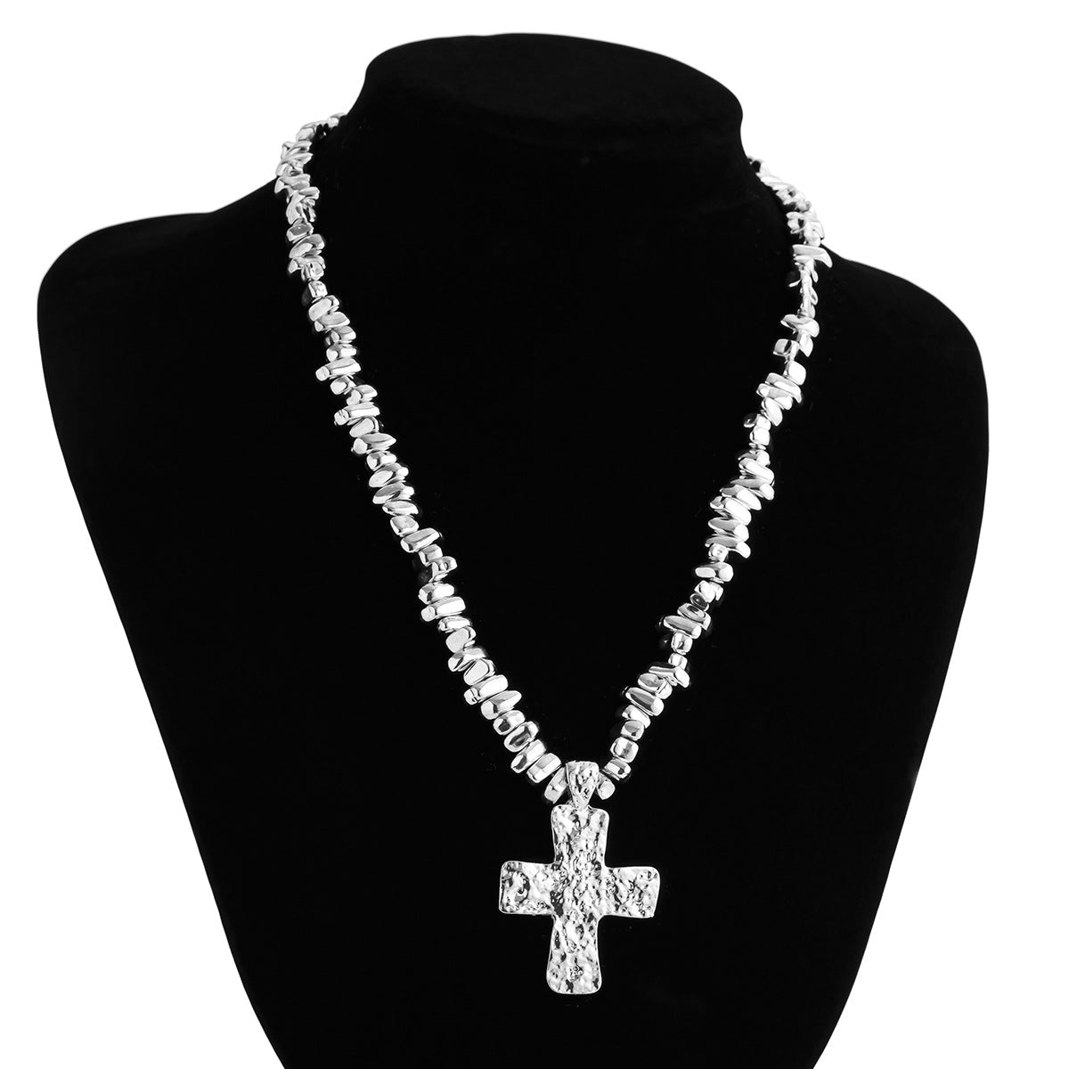 Niche Uniquely Shaped Beaded Necklace For Men Trendy Cross Pendant Clavicle Chain