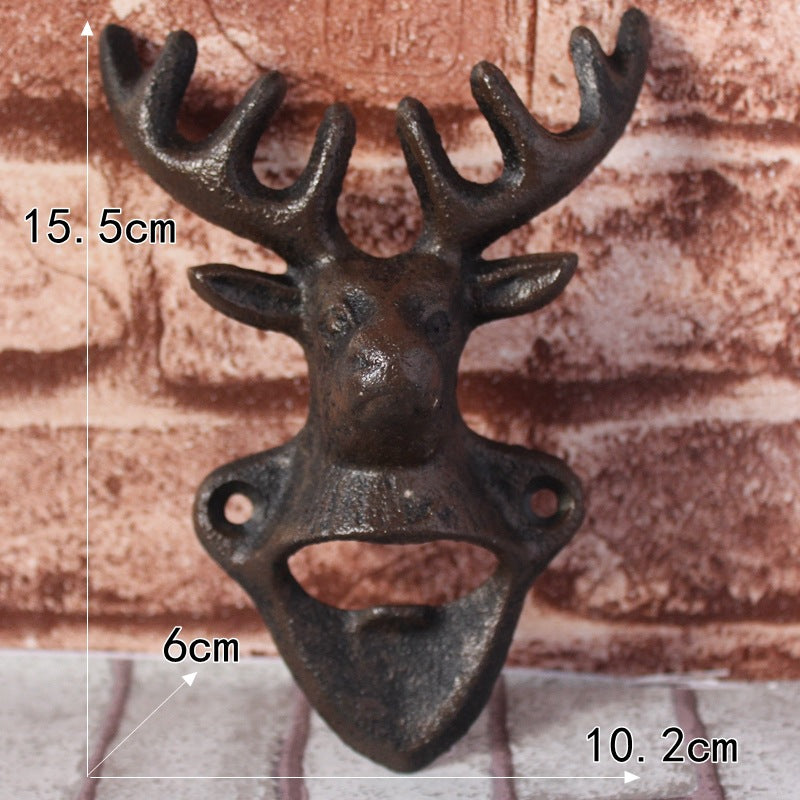 Retro Creative Cast Iron Beer Corkscrew Wall Mounted