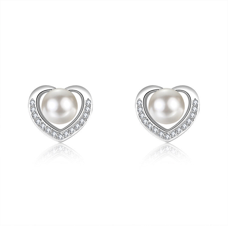 Pearl Studs Heart-shaped Earrings