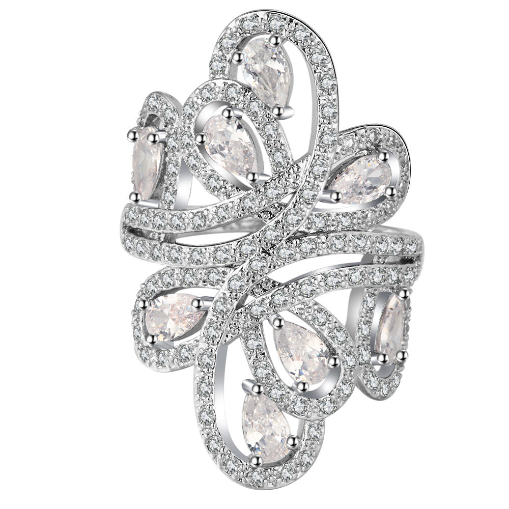 Creative Inlaid Zircon Bronze Ring