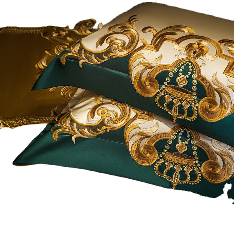 Luxury Villa European-Style Four-Piece Bedding Set High-End Elegant Satin Embroided Bed Sheet Bedspread Four 60-Piece Set